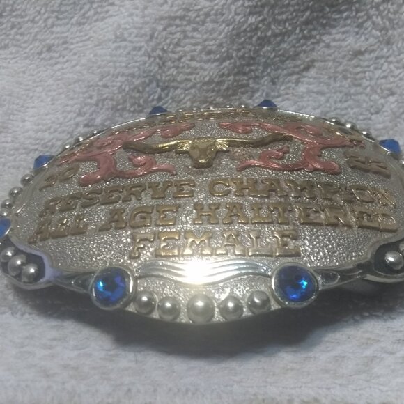 2022 ITLA Championship All Age Haltered Female Trophy Buckle Blue Stones Great main image 5